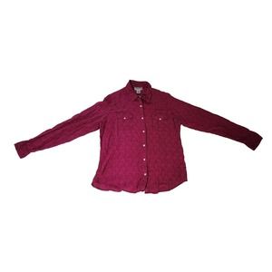 Vtg Wrangler Shirt Womans Button Down Floral Purple Cowgirl Western RN 130273